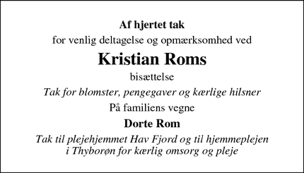 Taksigelsen for Kristian Rom - Thyborøn