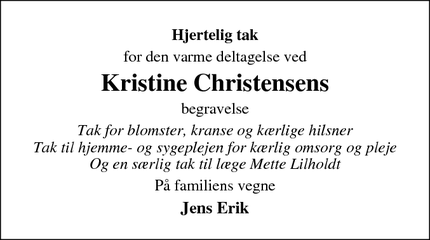 Taksigelsen for Kristine Christensens - Videbæk