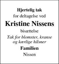 Taksigelsen for Kristine Nissen - Ribe 
