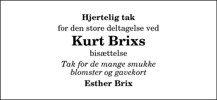 Taksigelsen for Kurt Brixs - Hadsund