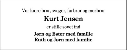 Dødsannoncen for Kurt Jensen - Varde