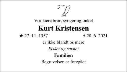 Dødsannoncen for Kurt Kristensen - Esbjerg V