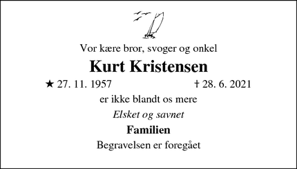 Dødsannoncen for Kurt Kristensen - Esbjerg V