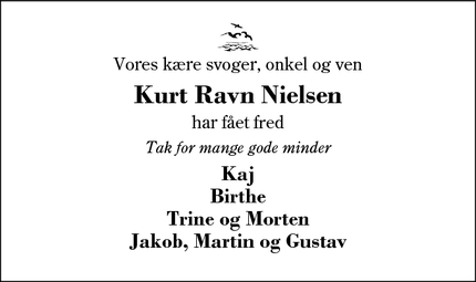 Dødsannoncen for Kurt Ravn Nielsen - Herning