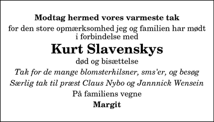 Taksigelsen for Kurt Slavenskys - Vestervig