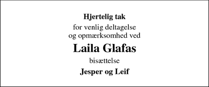 Taksigelsen for Laila Glafas - RINGSTED