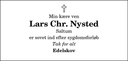 Dødsannoncen for Lars Chr. Nysted - Pandrup