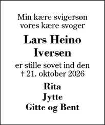 Dødsannoncen for Lars Heino Iversen - Ikast