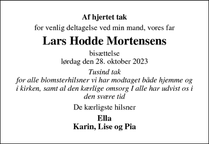 Taksigelsen for Lars Hodde Mortensen - Struer