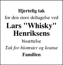 Taksigelsen for Lars "Whisky" Henriksens - Ullerslev