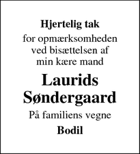 Taksigelsen for Laurids Søndergaard - Erslev