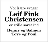 Dødsannoncen for Leif Fink Christensen - sennels