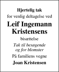 Taksigelsen for Leif Ingemann
Kristensen - Struer