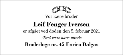 Dødsannoncen for Leif Fenger Iversen - Ikast