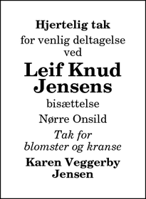 Taksigelsen for Leif Knud
Jensens - Vrå