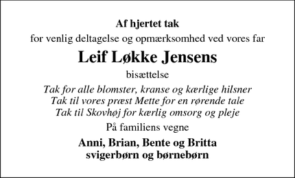 Taksigelsen for Leif Løkke Jensen - Oksbøl