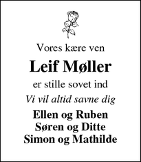 Dødsannoncen for Leif Møller - Ikast