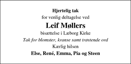 Taksigelsen for Leif Møllers - Vejen