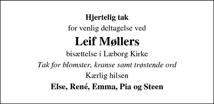 Taksigelsen for Leif Møllers - Vejen