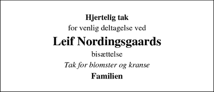 Taksigelsen for Leif Nordingsgaards - Horsens