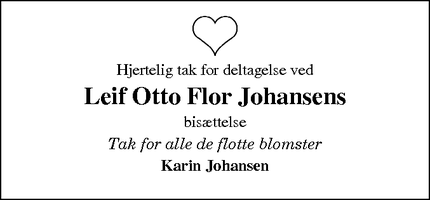 Dødsannoncen for Leif Otto Flor Johansens - Gadstrup
