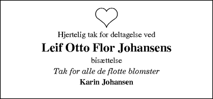 Dødsannoncen for Leif Otto Flor Johansens - Gadstrup