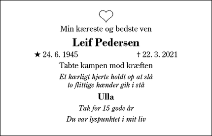 Dødsannoncen for Leif Pedersen - Ikast