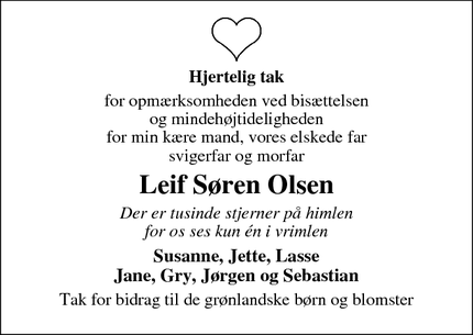 Taksigelsen for Leif Søren Olsen - Eskebjerg