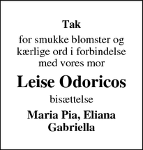 Taksigelsen for Leise Odoricos - Dragør