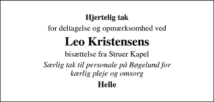 Taksigelsen for Leo Kristensens - Struer