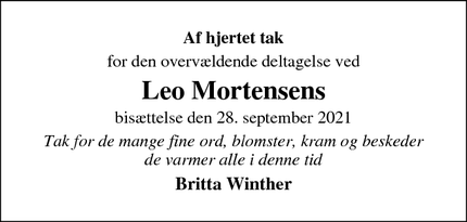 Taksigelsen for Leo Mortensens - Farre
