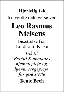 Taksigelsen for Leo Rasmus Nielsens - Nørresundby