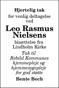 Taksigelsen for Leo Rasmus Nielsens - Nørresundby