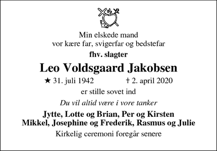 Dødsannoncen for Leo Voldsgaard Jakobsen - Ramme