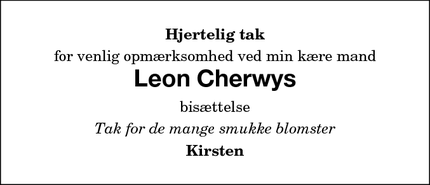 Taksigelsen for Leon Cherwy - Øster ulslev