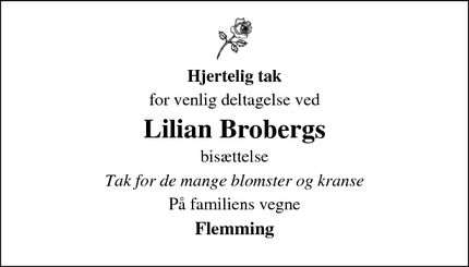 Taksigelsen for Lilian Brobergs - Gørlev
