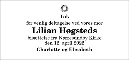 Taksigelsen for Lilian Høgsteds - Nørresundby 