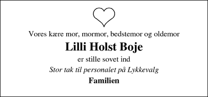 Taksigelsen for Lilli Holst Boje - Faaborg