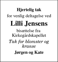 Taksigelsen for Lilli Jensens - Odense