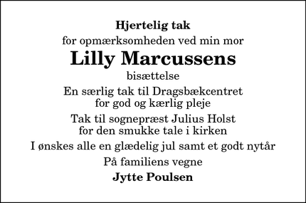 Taksigelsen for Lilly Marcussens - Thisted