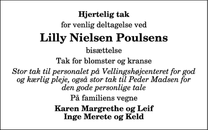Taksigelsen for Lilly Nielsen Poulsens - Hjørring