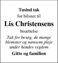 Taksigelsen for Lis Christensens - Rudkøbing