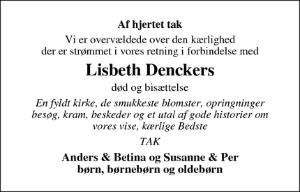 Taksigelsen for Lisbeth Dencker - AARHUS C