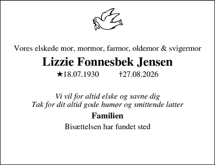 Taksigelsen for Lizzie Fonnesbek Jensen - Frederiksberg