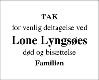 Taksigelsen for Lone Lyngsøes  - Kolding