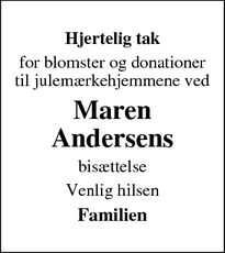 Dødsannoncen for Maren Andersens - Næsbjerg