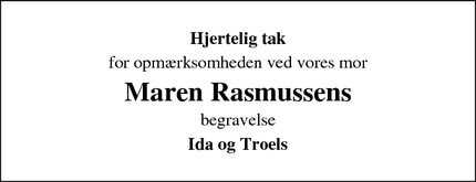 Taksigelsen for Maren Rasmussens - Lemvig
