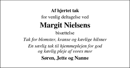 Taksigelsen for Margit Nielsen - Vojens