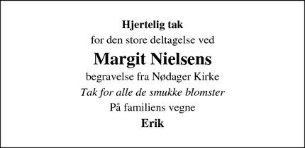 Taksigelsen for Margit Nielsens - Lystrup