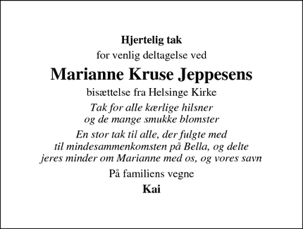 Taksigelsen for Marianne Kruse Jeppesen - Helsinge